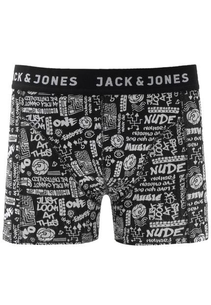 Cueca Jack & Jones Boxer Estampada Preta - Marca Jack & Jones
