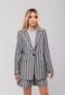 Conjunto Feminino Alfaiataria Blazer e Bermuda Listrado  Salvatore Grafite - Marca Salvatore Fashion