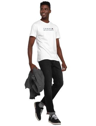 Camiseta Tommy Hilfiger Masculina Big Large Logo Branca - Compre Agora