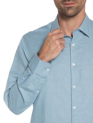 Camisa VR Masculina Casual Cotton Stretch Azul