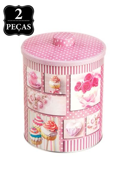 Conjunto de Latas Mart Cupcake 2 Peças Rosa - Marca Mart