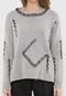 Suéter Desigual Tricot Recortes Cinza - Marca Desigual