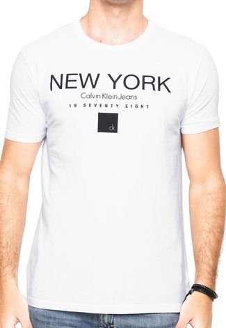 Camiseta Calvin Klein Jeans Estampada Branca - Compre Agora