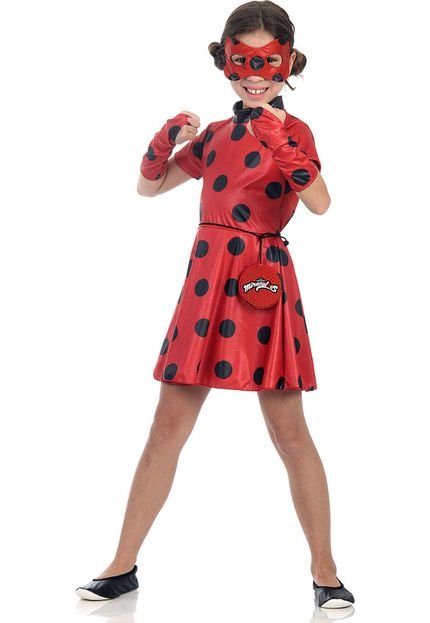 Fantasia Ladybug Vestido P Sulamericana Vermelho/Preto - Marca Sulamericana