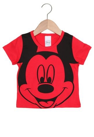 Camiseta Disney by Tricae Manga Curta Menino Vermelho