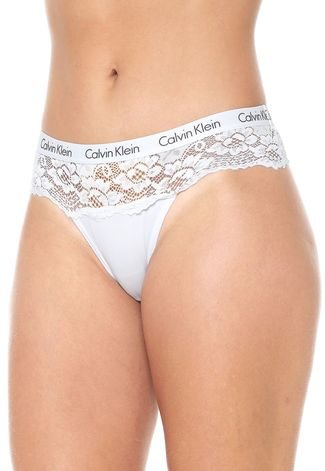 Calcinha Calvin Klein Underwear Biquíni Renda Branca