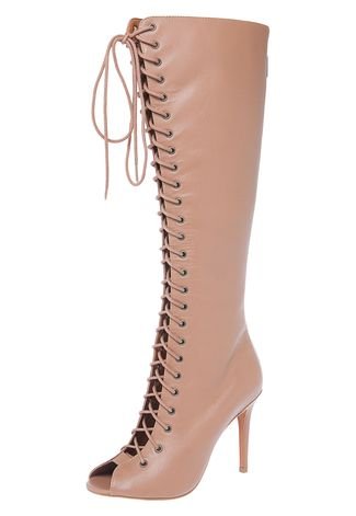 nude lace up boots