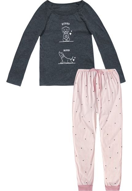 Pijama Hering Dogs Funny Cinza/Rosa - Marca Hering