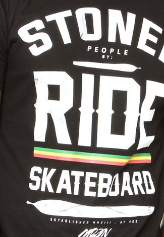 Camiseta Ride Skateboard Stone People Preta