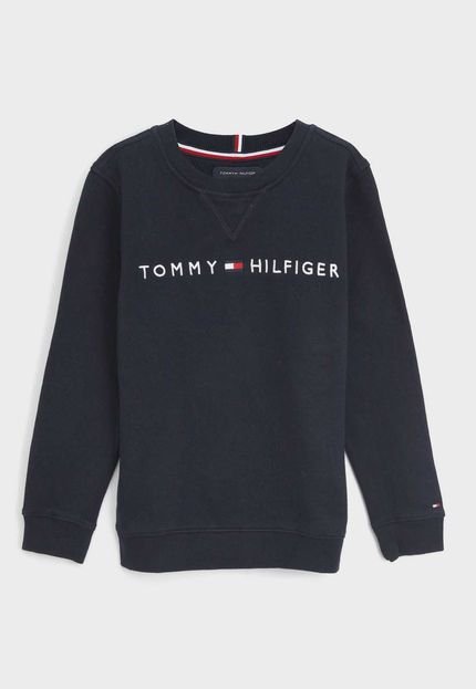 Blusa de Moletom Tommy Hilfiger Kids Infantil Logo Azul-Marinho - Marca Tommy Hilfiger Kids