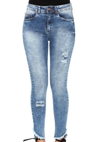 Calça Jeans Lunender Skinny Estonada Azul