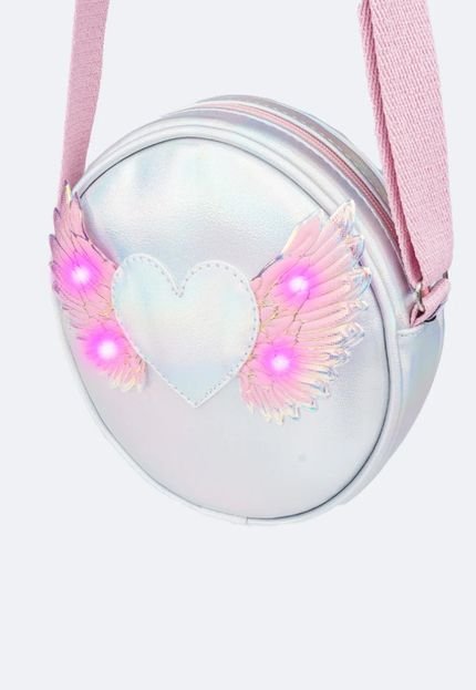 Bolsa de Led Infantil Pampili Asas Prata e Rosa U Prata - Marca PKT