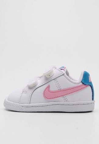 Tênis Couro Nike Infantil Court Royale Branco/Rosa