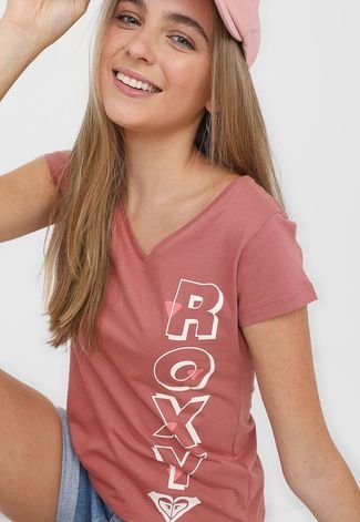 Camiseta Roxy Letrer Rosa