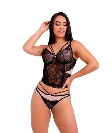 Corpete IMI Lingerie Noite Noiva Angelina Preto - Marca IMI LINGERIE