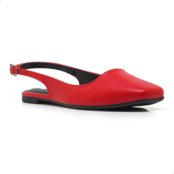 Sapatilha Slingback Feminina Rasteira Bico Quadrado Confort  Vermelho - Marca Florim Brasil Oficial