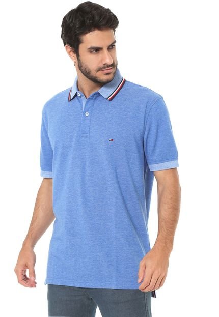 Camisa Polo Tommy Hilfiger Reta Tipp Azul - Marca Tommy Hilfiger