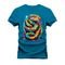 Camiseta Plus Size Estampada Unissex Macia Confortável Premium Serpente Colorida - Azul - Marca Nexstar