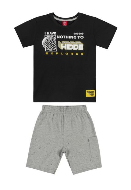 Conjunto Camiseta e Bermuda Menino Infantil Bee Loop Preto - Marca Bee Loop