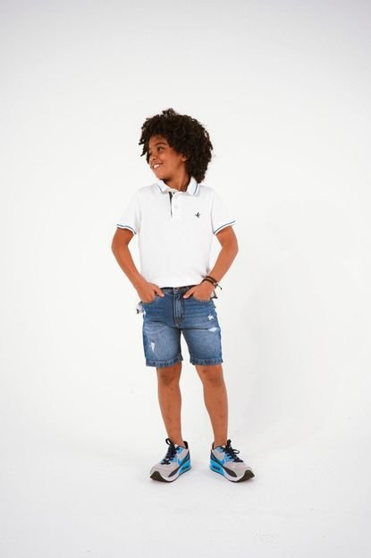 Bermuda Jeans Infantil Menino Crawling Slim Menino Azul - Marca Crawling