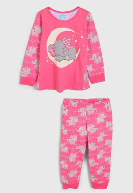 Pijama Kyly Longo Infantil Elefante Rosa - Marca Kyly