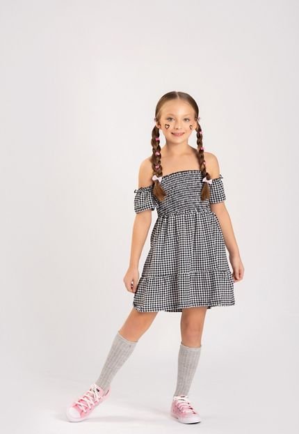 Vestido Feminino Infantil Xadrez - Marca PLATINUM KIDS