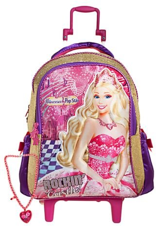 Lancheira Barbie Princesa Pop Star Dourado ou Rosa