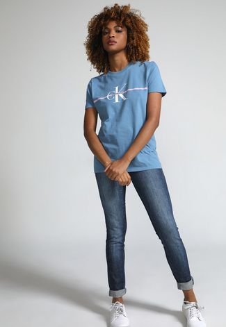 Camiseta Calvin Klein Jeans Logo Azul