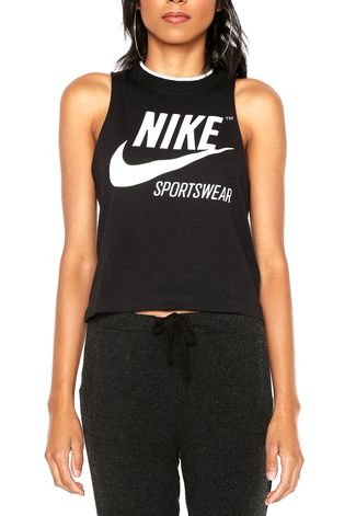 Regata Nike Sportswear Crop Gx Rib Archi Preta