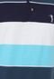 Camisa Polo Aleatory Faixas Azul/Verde/Branco - Marca Aleatory