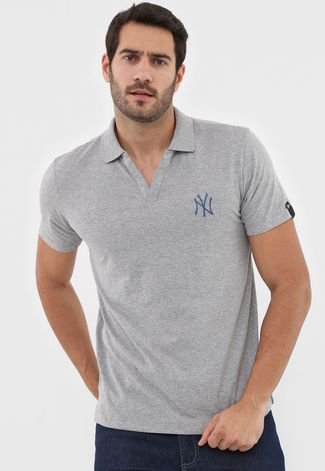 Camisa Polo New Era Reta New York Yankees Cinza