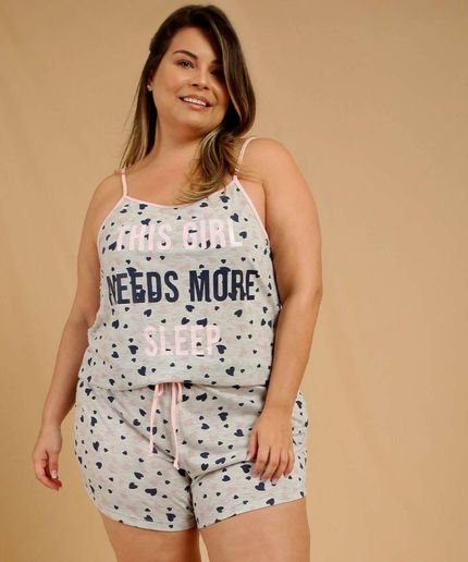 Pijama Plus Size Feminino Estampa Coração Marisa - Marca Marisa