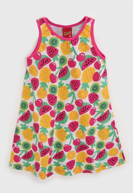 Vestido Kyly Infantil Frutas Rosa/Amarelo - Marca Kyly