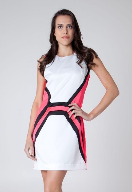 Vestido Tantan Curto Geometric Branco - Marca Tantan