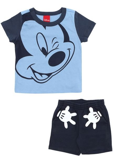Conjunto 2pçs Disney Curto Menino Mickey Azul - Marca Disney