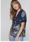 Blusa Viscose Estampada Floral Soltinha Under79 Azul Marinho - Marca Under79