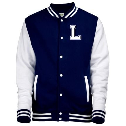 Jaqueta College Americana College4EVER Azul Marinho Letra L bordada - Marca College4EVER