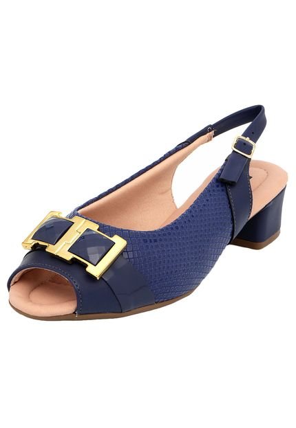 Peep Toe Piccadilly Textura Azul - Marca Piccadilly