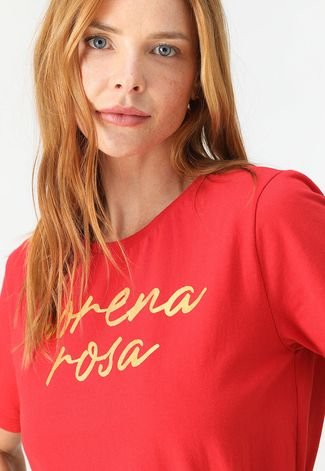 Camiseta Morena Rosa Logo Vermelha