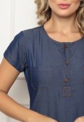 Vestido Mid Jeans Chambray Premium Tendência em Qualquer Estação - Marca Docce Mulher