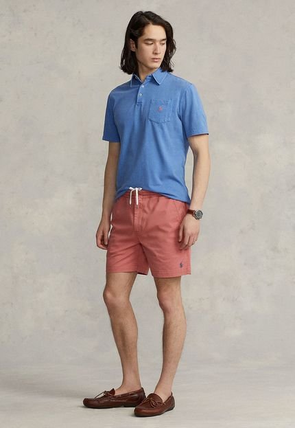 Short Sarja Polo Ralph Lauren Reta Logo Bordado Coral - Marca Polo Ralph Lauren