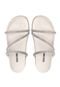 Sandalia Papete Feminina Chinelo Brilho 3 Tiras Off White Estilo Shoes - Marca Estilo Shoes