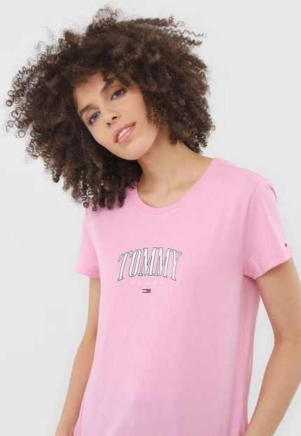 Camiseta Tommy Jeans Logo Rosa - Marca Tommy Jeans