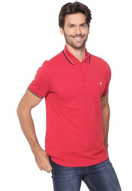 Camisa Polo Malwee Slim Listras Vermelha - Marca Malwee