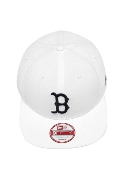 Boné New Era Snapback 950 OF SN Basic Logo Preto Boston Red Sox Branco - Marca New Era