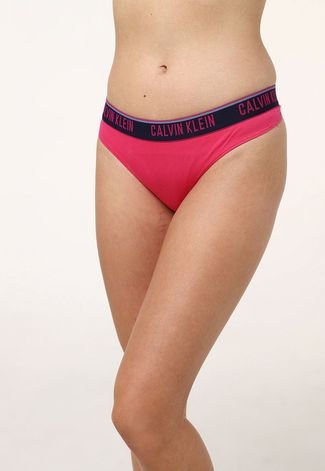 Calcinha Calvin Klein Underwear Fio Dental Logo Rosa