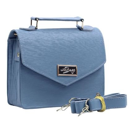 Bolsa Transversal Pequena Com Alça Removivel E Detalhes Em Bordado Azul - Marca WILLIBAGS