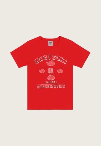 Camiseta Infantil Brandili Naruto Akatsuki Vermelha