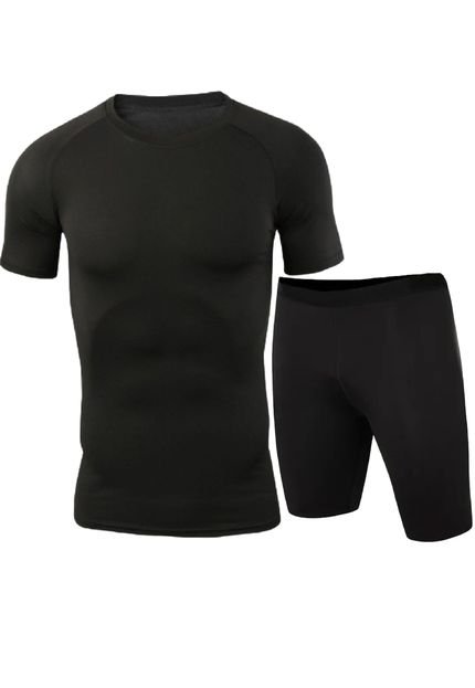 Conjunto Térmico Proteção Uv50 Camisa Térmica e Bermuda Térmica Treino Esporte RLC Modas Preto - Marca RLC Modas