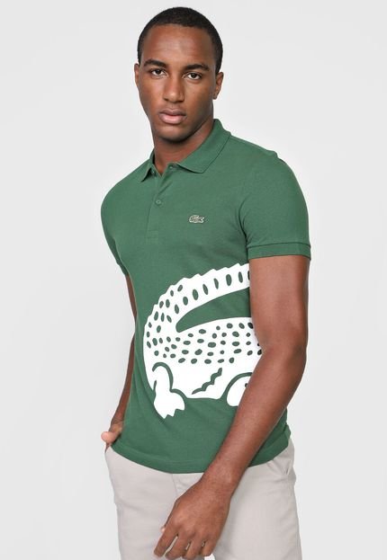 Camisa Polo Lacoste Reta Logo Verde - Marca Lacoste